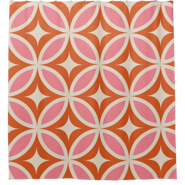 Mid century modern geometric pattern pink orange  (Front)