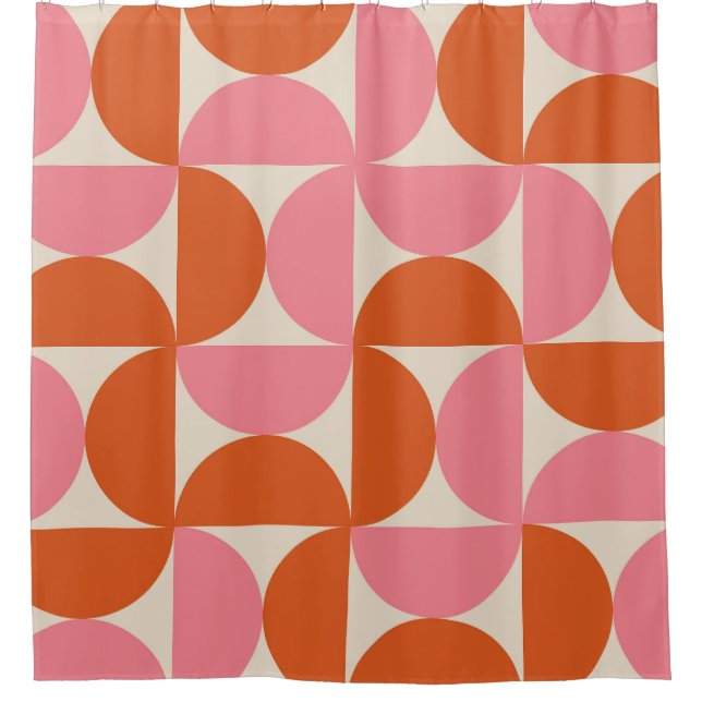 Mid century modern geometric pattern pink orange  (Front)
