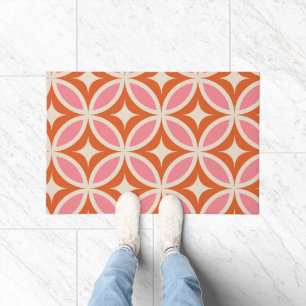 Mid Century Modern Geometric Pattern Pink Orange Doormat