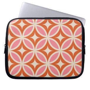 Mid century modern geometric pattern pink orange   laptop sleeve