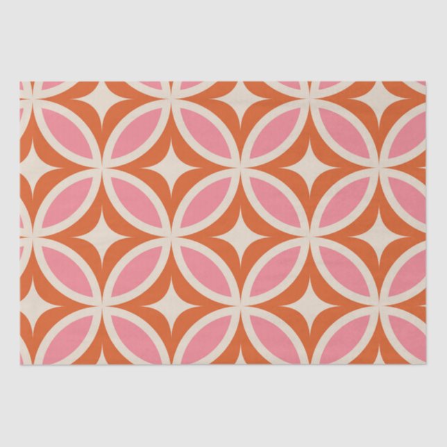 Mid century modern geometric pattern pink orange   tissue paper (Front)