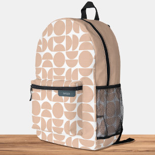 Mid Century Modern Geometric Pattern Pink Peach Printed Backpack