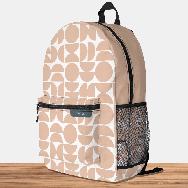 Mid Century Modern Geometric Pattern Pink Peach Printed Backpack (Creator Uploaded)