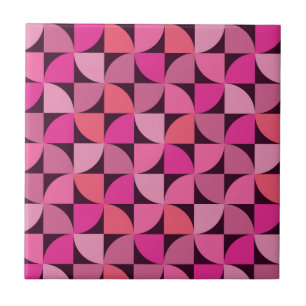 Mid Century modern geometric pattern pink Tile