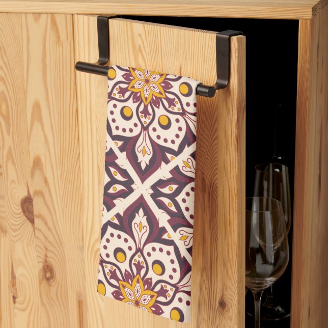 Mid-Century Modern Geometric Pattern – Retro Abstr Kitchen Towel (Thirds Fold)