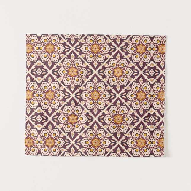 Mid-Century Modern Geometric Pattern – Retro Abstr Tapestry (Front (Horizontal))