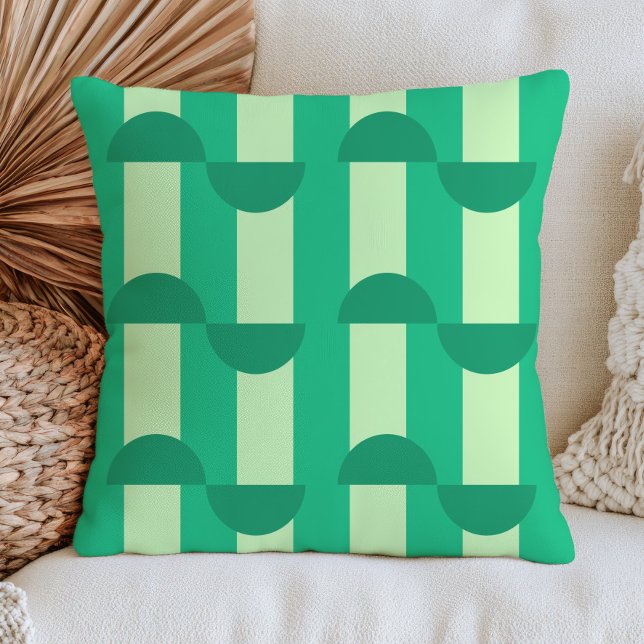 Mid Century Modern Geometric Pattern RETRO Green  Throw Pillow (Creator Uploaded)