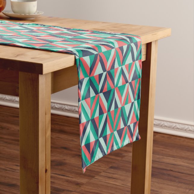 Mid-Century Modern Geometric Pattern Short Table Runner (In Situ)