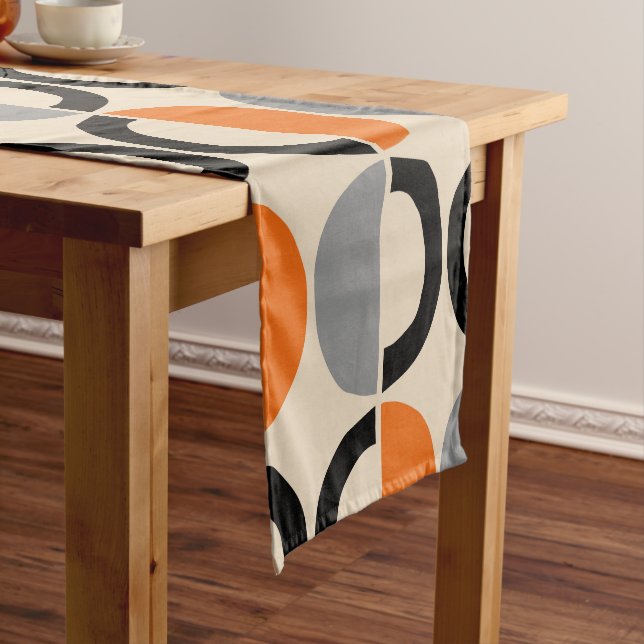 Mid Century Modern Geometric Pattern Short Table Runner (In Situ)