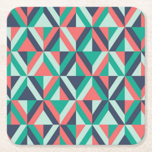Mid-Century Modern Geometric Pattern Square Paper Coaster