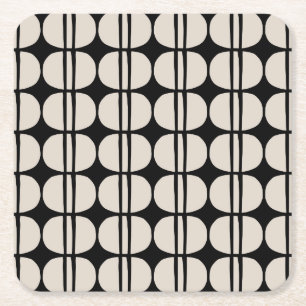 Mid Century Modern Geometric Pattern Square Paper Coaster