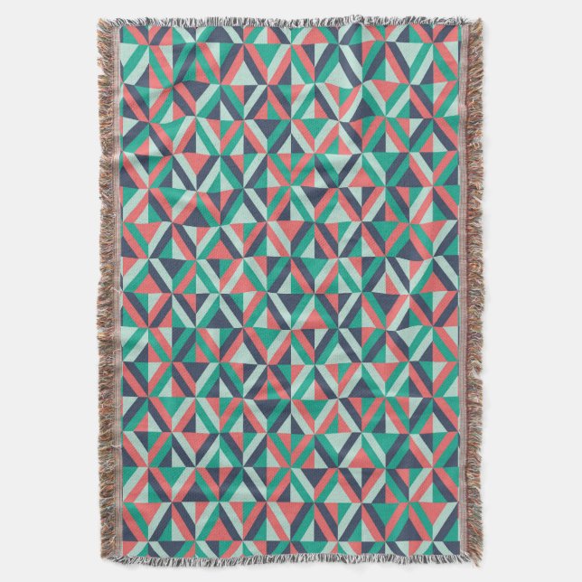 Mid-Century Modern Geometric Pattern Throw Blanket (Front Vertical)