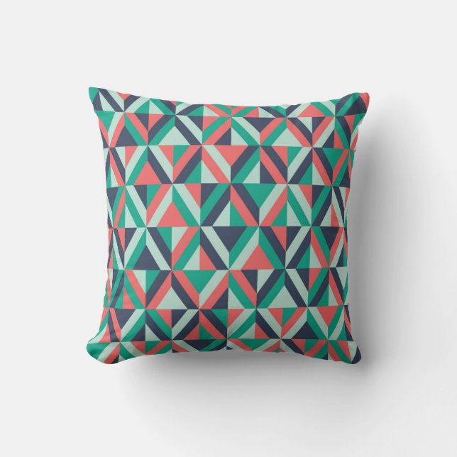 Mid-Century Modern Geometric Pattern Throw Pillow (Front)