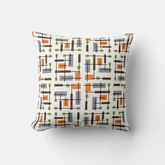 Mid Century Modern Geometric Pattern Throw Pillow (Front)