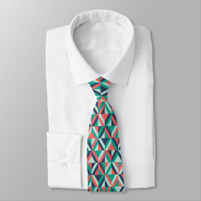 Mid-Century Modern Geometric Pattern Tie (Tied)