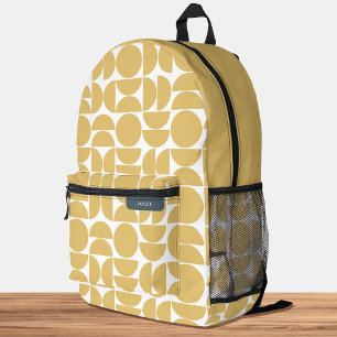 Mid Century Modern Geometric Pattern Yellow Printed Backpack