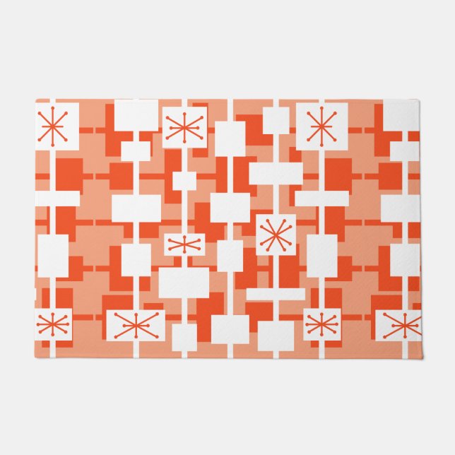 Mid Century Modern Geometric Peach Doormat (Front)