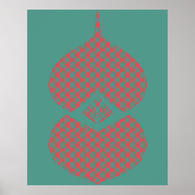 Mid Century Modern Geometric Pink Turquoise Poster (Front)