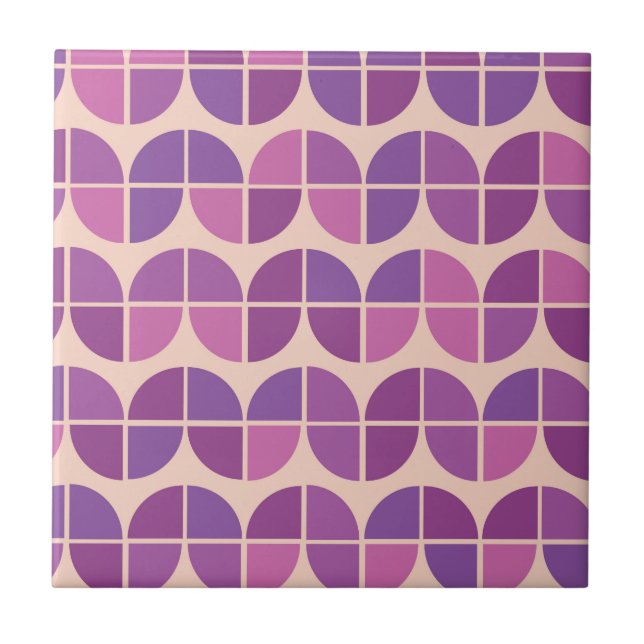 Mid Century Modern Geometric Purple Pattern  Tile (Front)