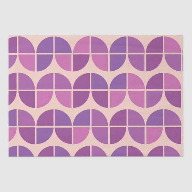 Mid Century Modern Geometric Purple Pattern  Tissue Paper (Front)