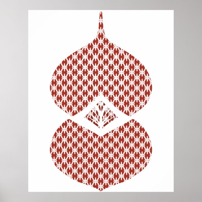 Mid Century Modern Geometric Red White Poster (Front)