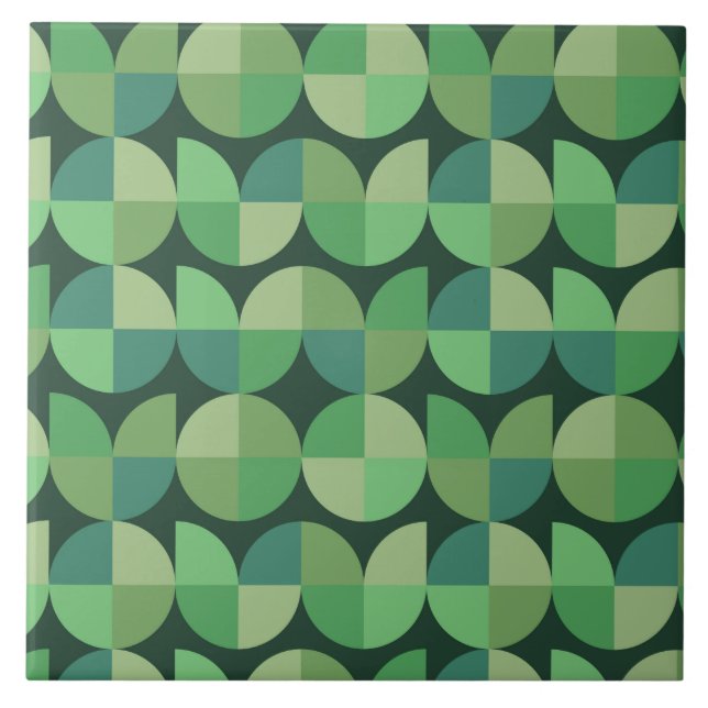 Mid Century Modern Geometric Shapes Green  Tile (Front)