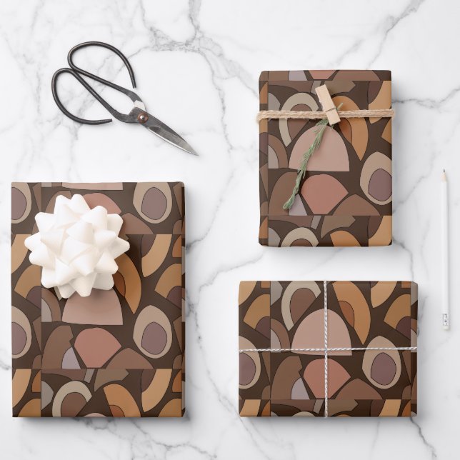 Mid Century Modern Geometric Shapes Wrapping Paper Sheet (Front)