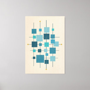 Mid-Century Modern Geometric Squares - Blue Canvas Print