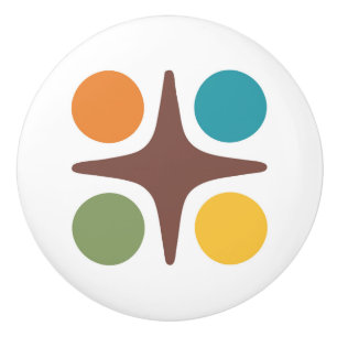 Mid Century Modern Geometric Starburst Design Ceramic Knob