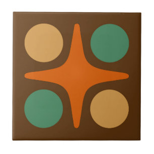 Mid Century Modern Geometric Starburst Design Tile