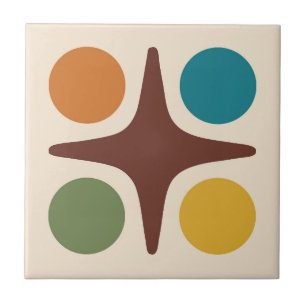 Mid Century Modern Geometric Starburst Design Tile