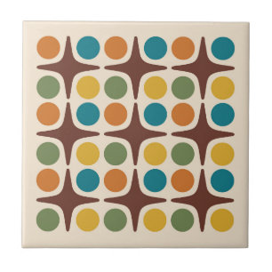 Mid Century Modern Geometric Starburst Design Tile