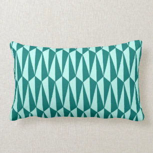 Mid-Century Modern geometric, teal and aqua Lumbar Pillow