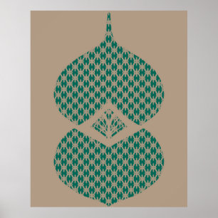 Mid Century Modern Geometric Teal Taupe Poster