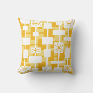 Mid Century Modern Geometric Yellow Throw Pillow