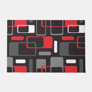 Mid-Century Modern Geometrics Black / Grey / Red Doormat