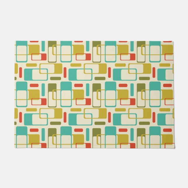 Mid-Century Modern Geometrics Bright Palette Doormat (Front)