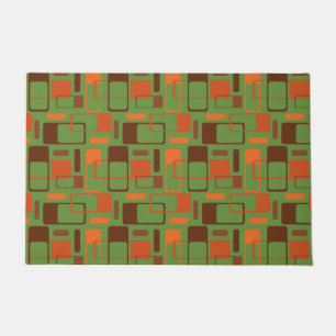 Mid-Century Modern Geometrics Brown Green Orange Doormat