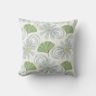 Mid Century Modern Ginkgo Throw Pillow