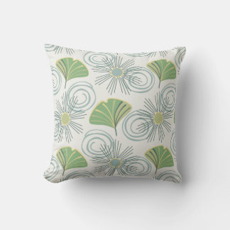 Mid Century Modern Ginkgo Throw Pillow