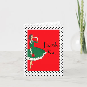 Mid Century Modern Girl Retro Holiday Thank You Card