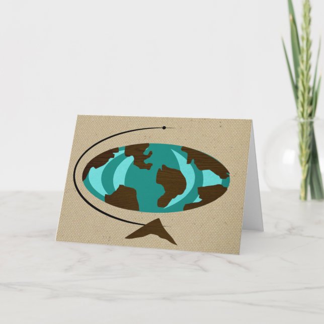 Mid Century Modern Globe Art Greeting Card (Front)