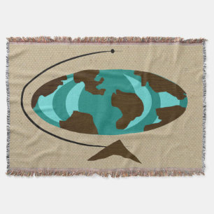 Mid Century Modern Globe Art Throw Blanket