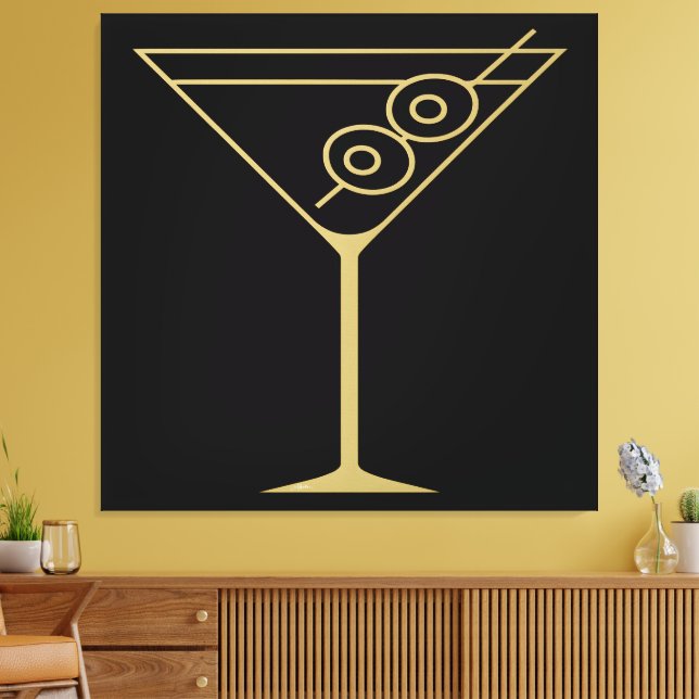 Mid Century Modern Gold 2 Olive Martini Canvas Print (Insitu(LivingRoom))