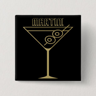 Mid Century Modern Gold 2 Olive Martini Inch Square Button