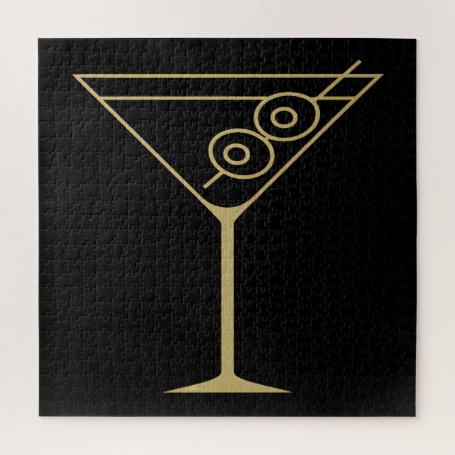 Mid Century Modern Gold 2 Olive Martini Jigsaw Puzzle (Vertical)