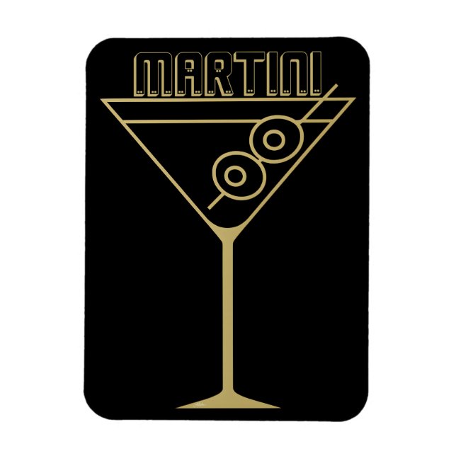 Mid Century Modern Gold 2 Olive Martini Magnet (Vertical)