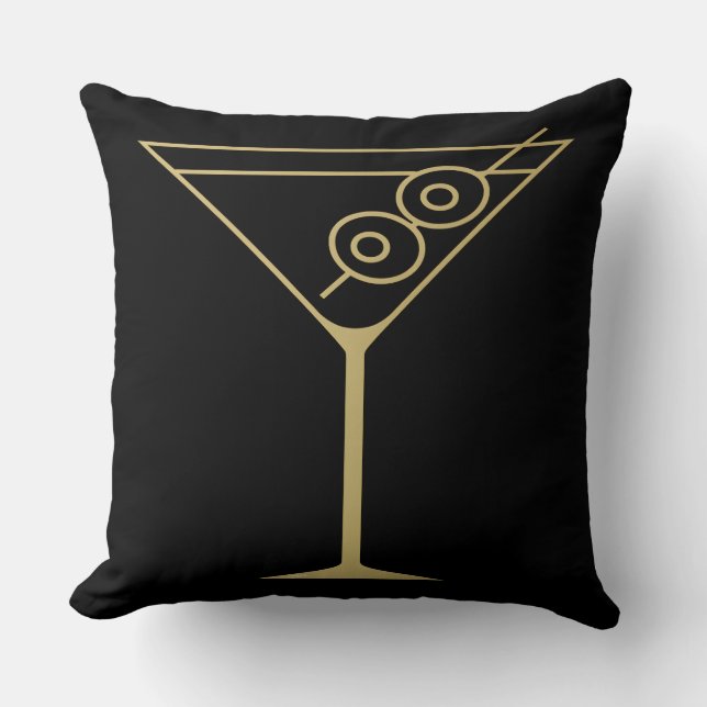 Mid Century Modern Gold 2 Olive Martini Throw Pillow (Front)