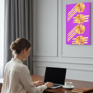 Mid-Century Modern Gold Geometric Abstract Orchid Canvas Print