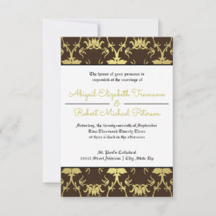 Mid-Century Modern Gold Leaf-3x5Wedding Invitation